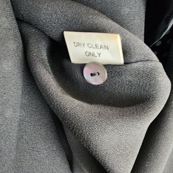 Kay Unger Sheer Midi Dress Black with White Dots V-Neck 100% Silk - Picture 8 of 9